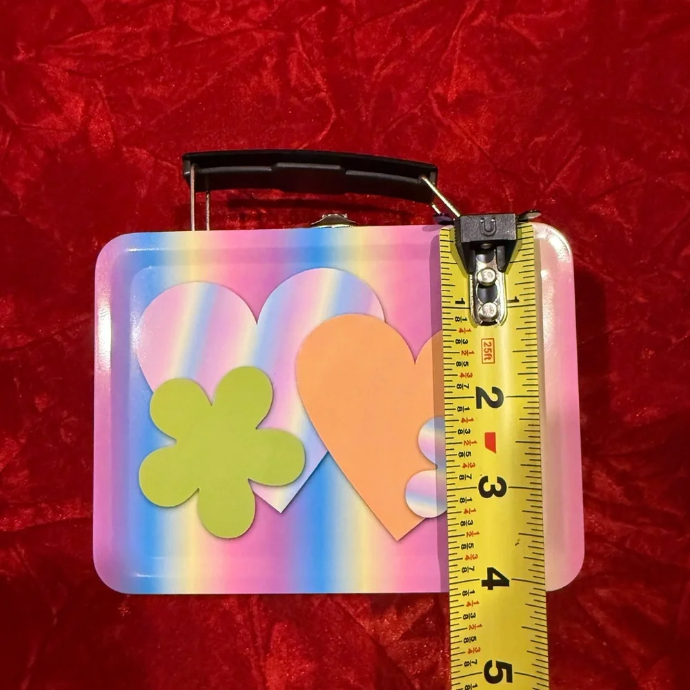 Vintage 1990s Hearts Flowers Tin Trinket Box • Mini Metal Box